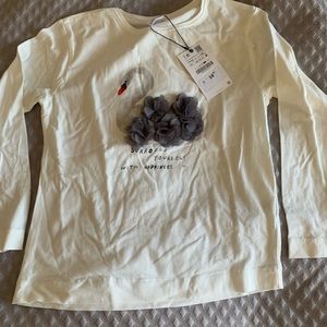 Zara long sleeve swan shirt. New with tags